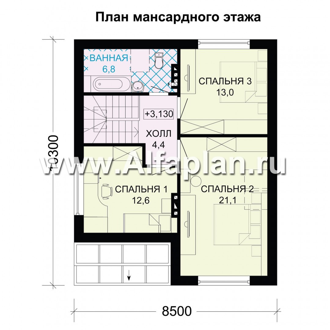 Проекты домов Альфаплан - Мансардный дом для маленького участка - изображение плана проекта №2