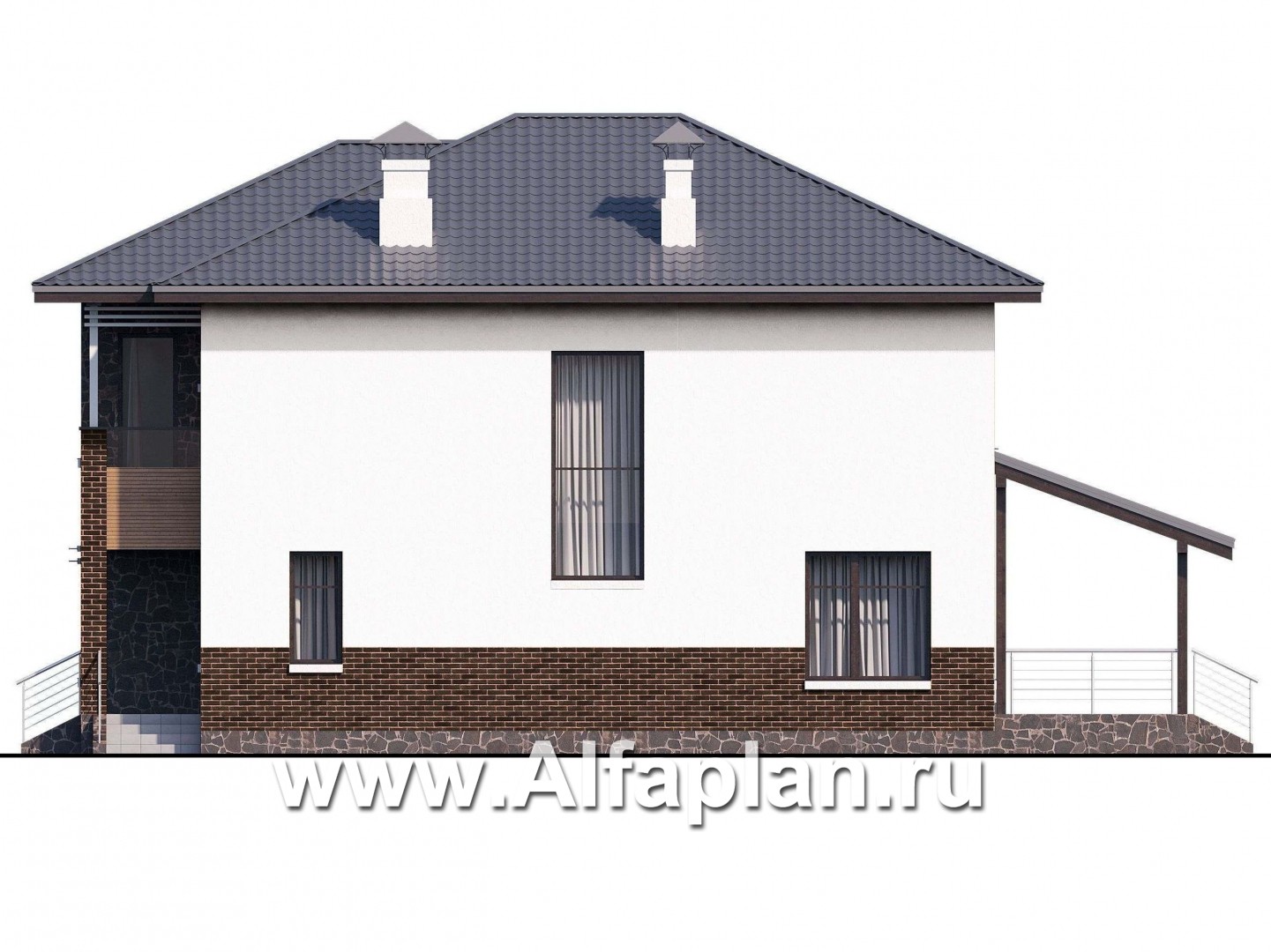 Проекты домов Альфаплан - «Ирида» - стильный современный дом - изображение фасада №2
