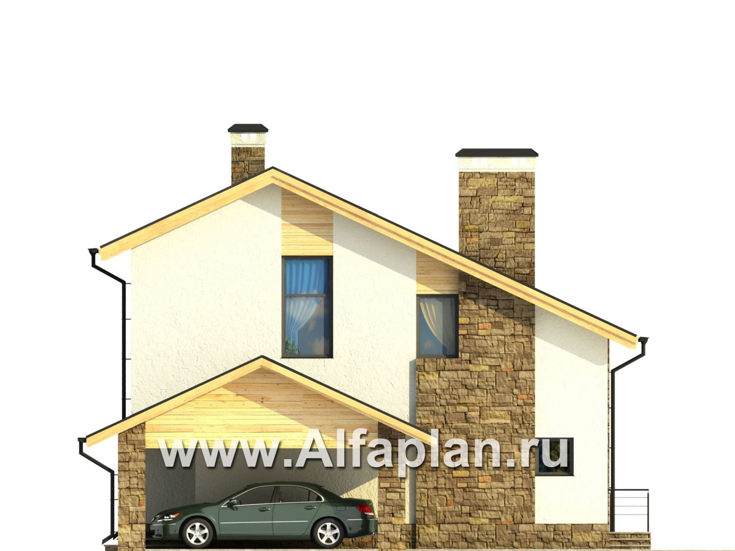 Проекты домов Альфаплан - Трехэтажный коттедж с угловым витражом - изображение фасада №3