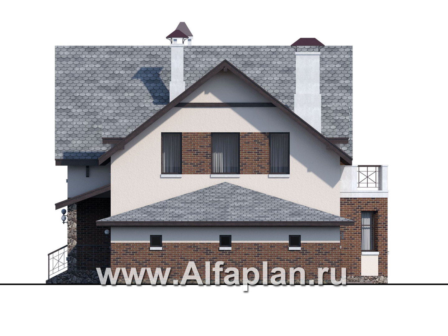 Проекты домов Альфаплан - «Стелла» - стильный дом с гаражом для маленького участка - изображение фасада №2