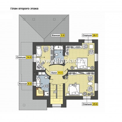 Проекты домов Альфаплан - Коттедж с овальным холлом и террасой-барбекю - превью плана проекта №2