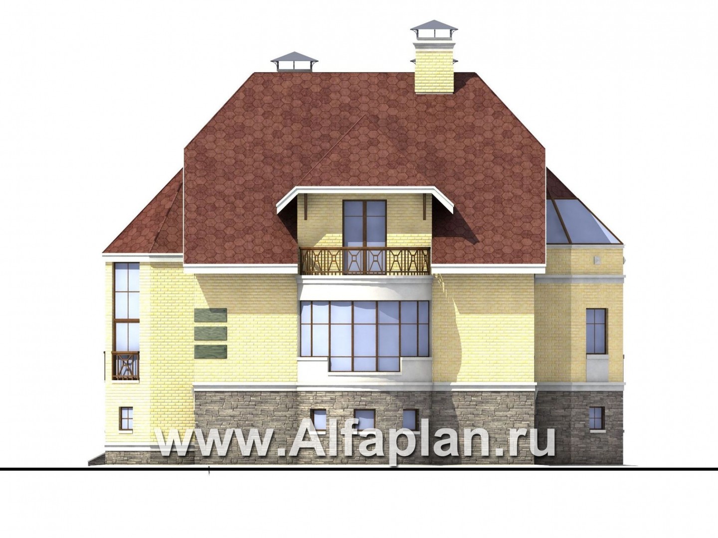 Проекты домов Альфаплан - «Каменный остров» - особняк бизнес-класса - изображение фасада №2