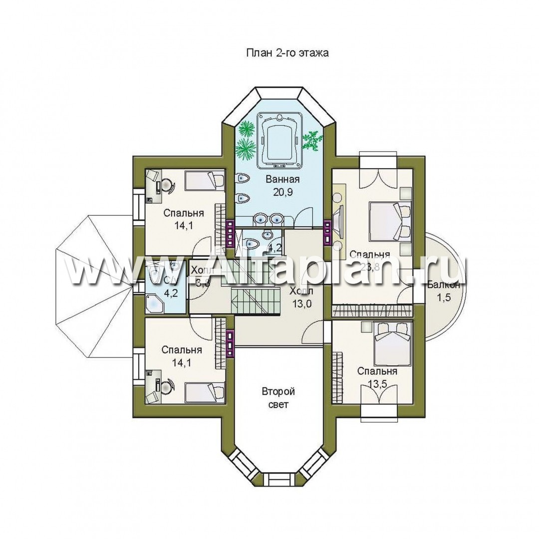 Проекты домов Альфаплан - «Каменный остров» - особняк бизнес-класса - изображение плана проекта №3