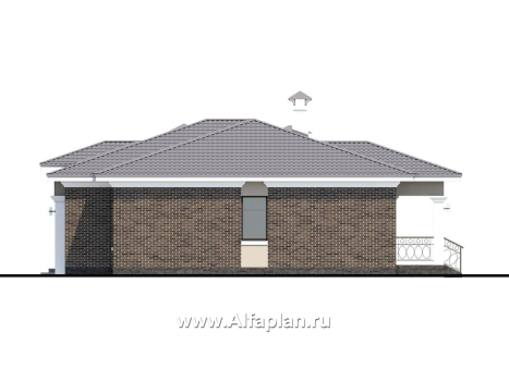 Проекты домов Альфаплан - «Жасмин» - одноэтажный дом с гаражом в классическом стиле - превью фасада №2