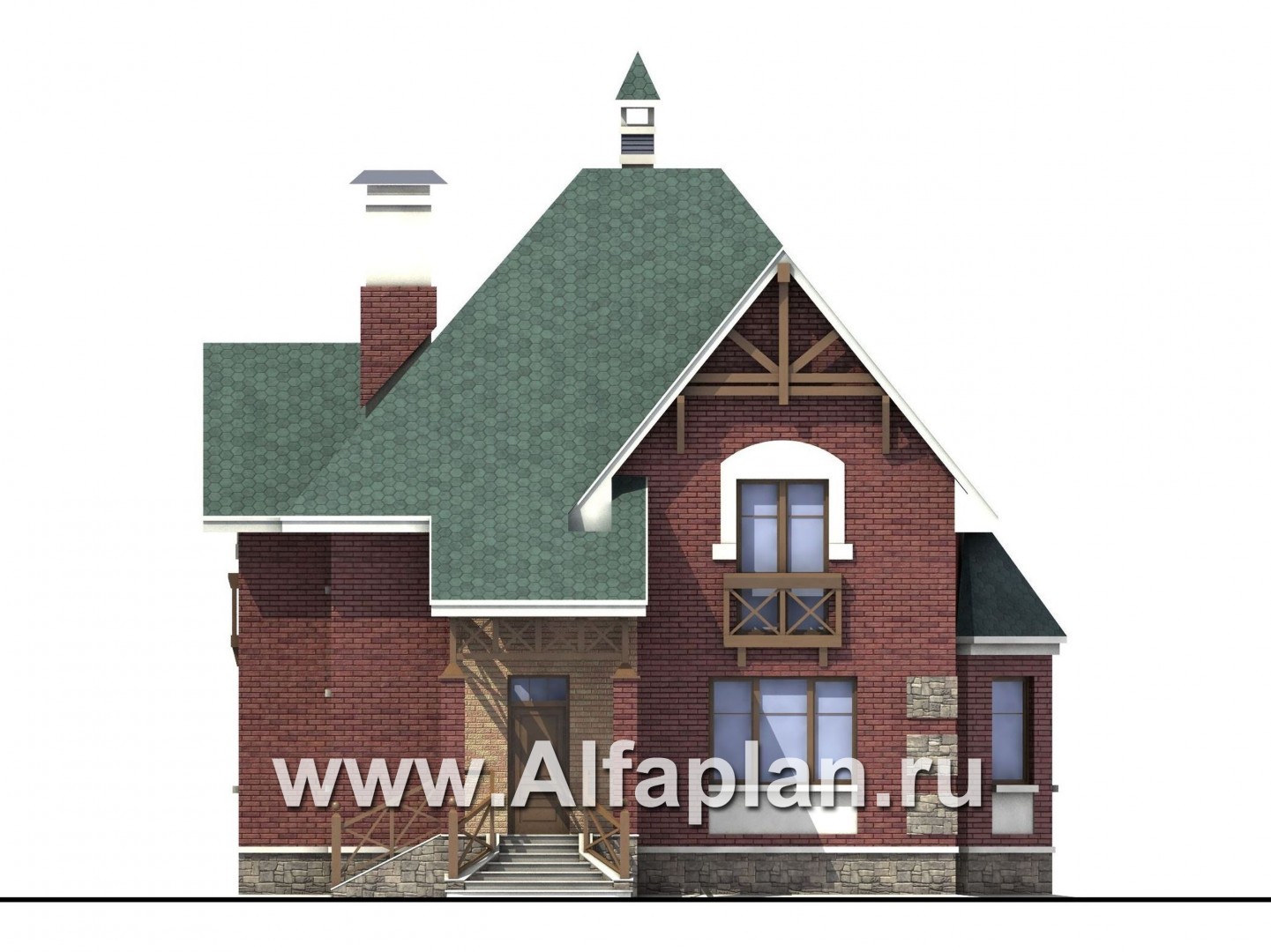 Проекты домов Альфаплан - «Магистр» - двухэтажный  дом с эркером - изображение фасада №1