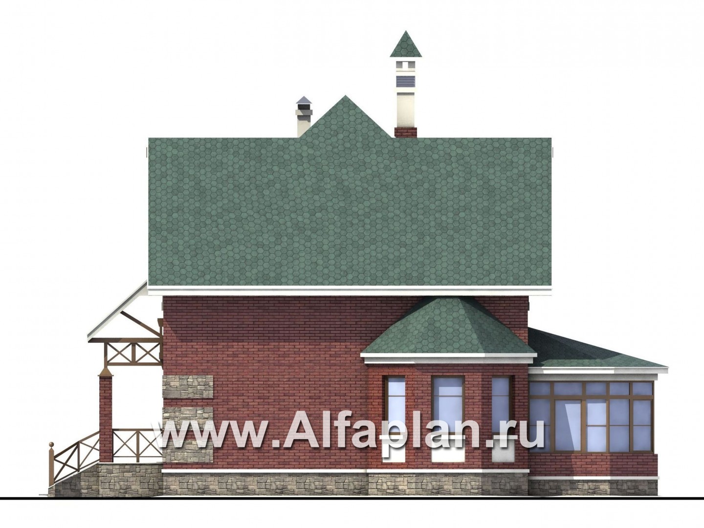 Проекты домов Альфаплан - «Магистр» - двухэтажный  дом с эркером - изображение фасада №2