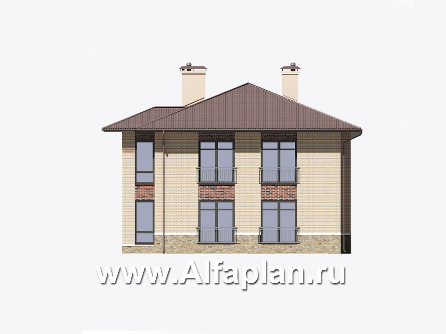 Проекты домов Альфаплан - Двухэтажный особняк с большой гостиной - изображение фасада №3