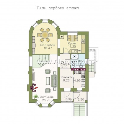 Проекты домов Альфаплан - «Стелла Плюс» — компактный дом с цокольным этажом - превью плана проекта №2