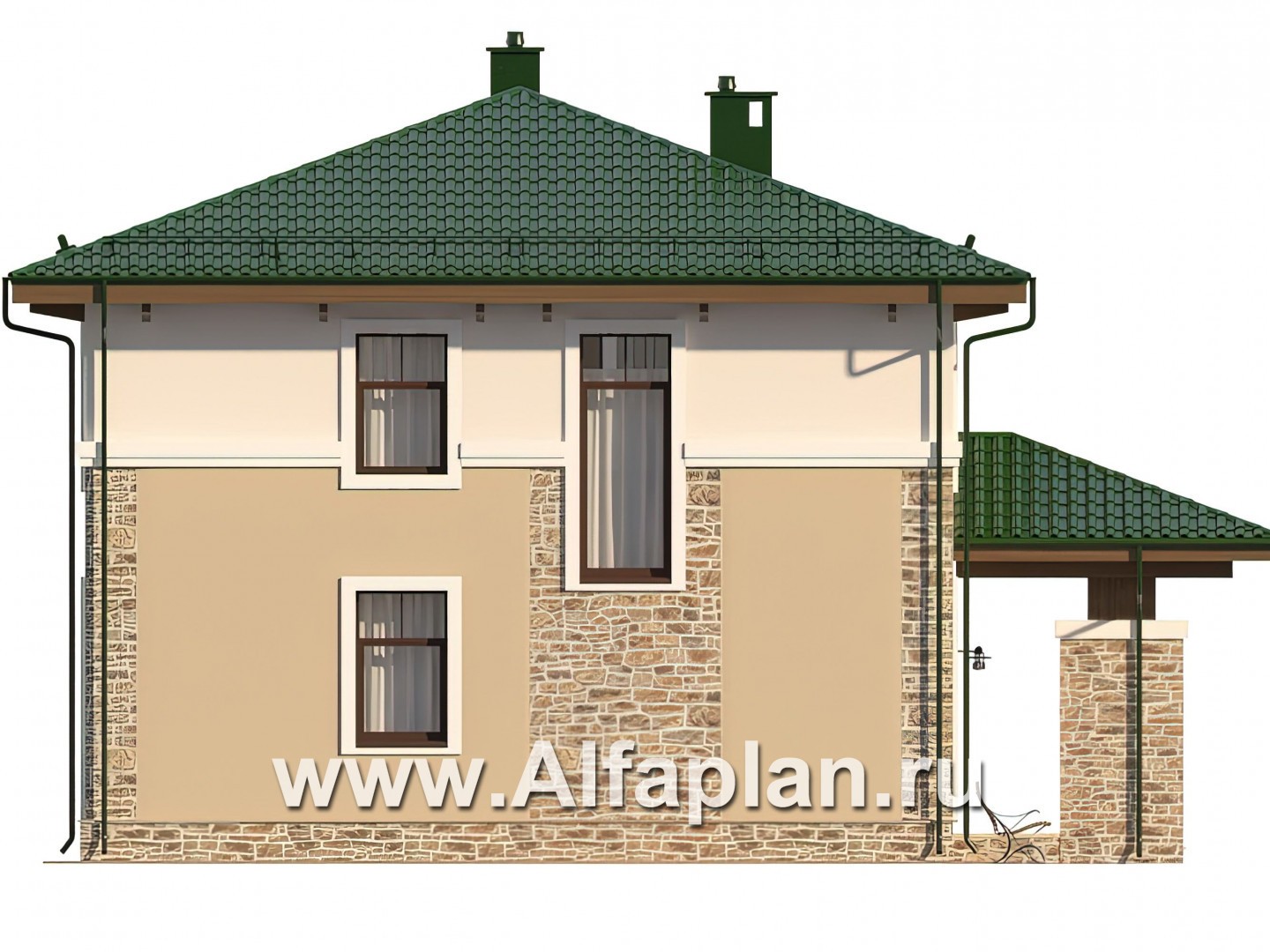 Проекты домов Альфаплан - Двухэтажный дом с удобной простой планировкой - изображение фасада №4