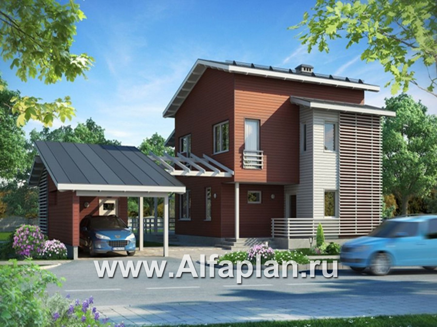 Проекты домов Альфаплан - Современный каркасный дом - основное изображение