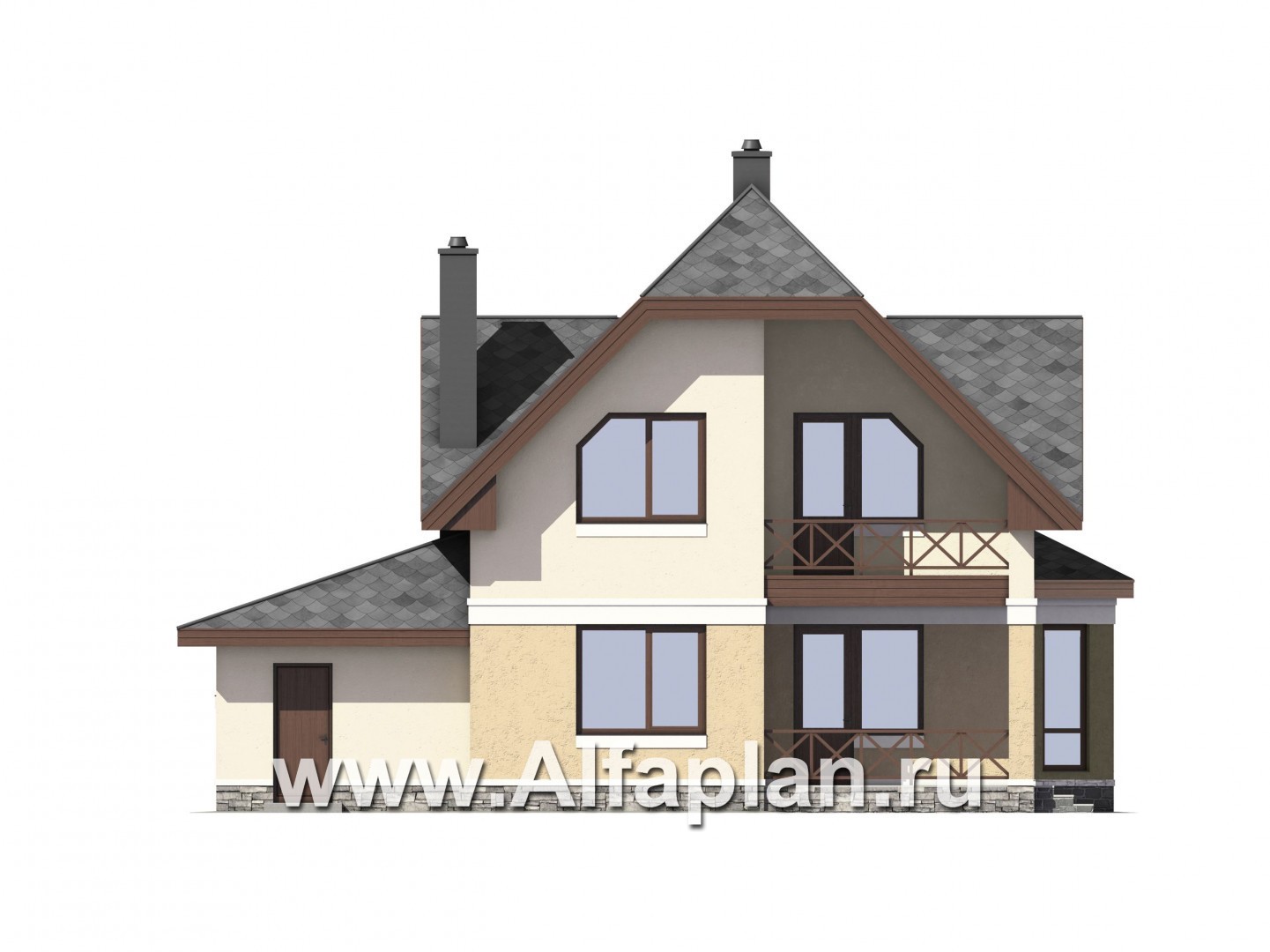 Проекты домов Альфаплан - Экономичный дом из газобетона c гаражом - изображение фасада №3