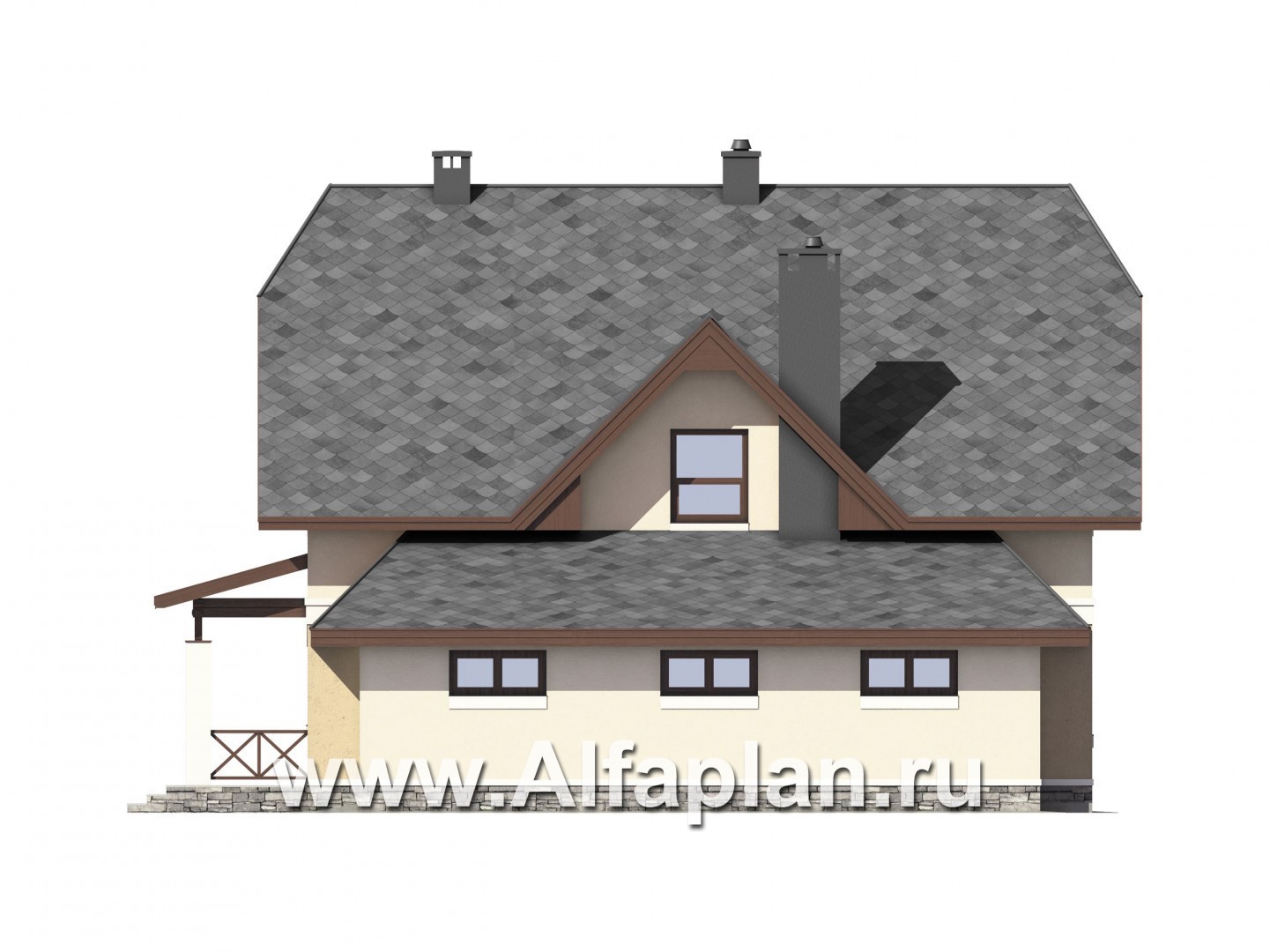 Проекты домов Альфаплан - Экономичный дом из газобетона c гаражом - изображение фасада №4
