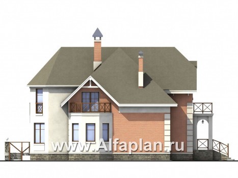 Проекты домов Альфаплан - «Ноблесса»  - коттедж в стиле «Петровское барокко» - превью фасада №3