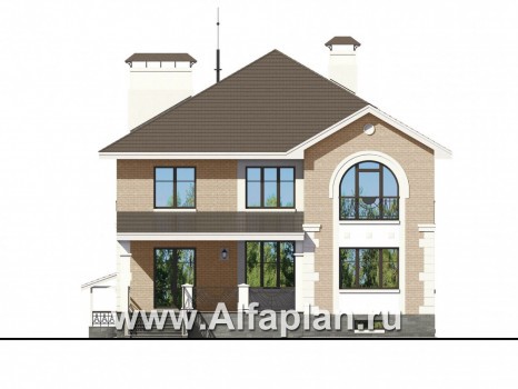 Проекты домов Альфаплан - «Феникс» - коттедж с компактным планом и цокольным этажом - превью фасада №4