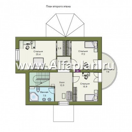 Проекты домов Альфаплан - «Эвита» - уютный дом загородный дом - превью плана проекта №2