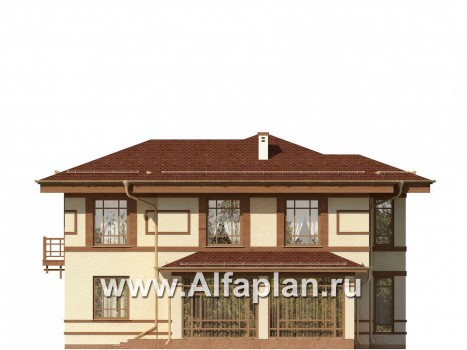 Проекты домов Альфаплан - Двухэтажный дом с восточными мотивами - превью фасада №2