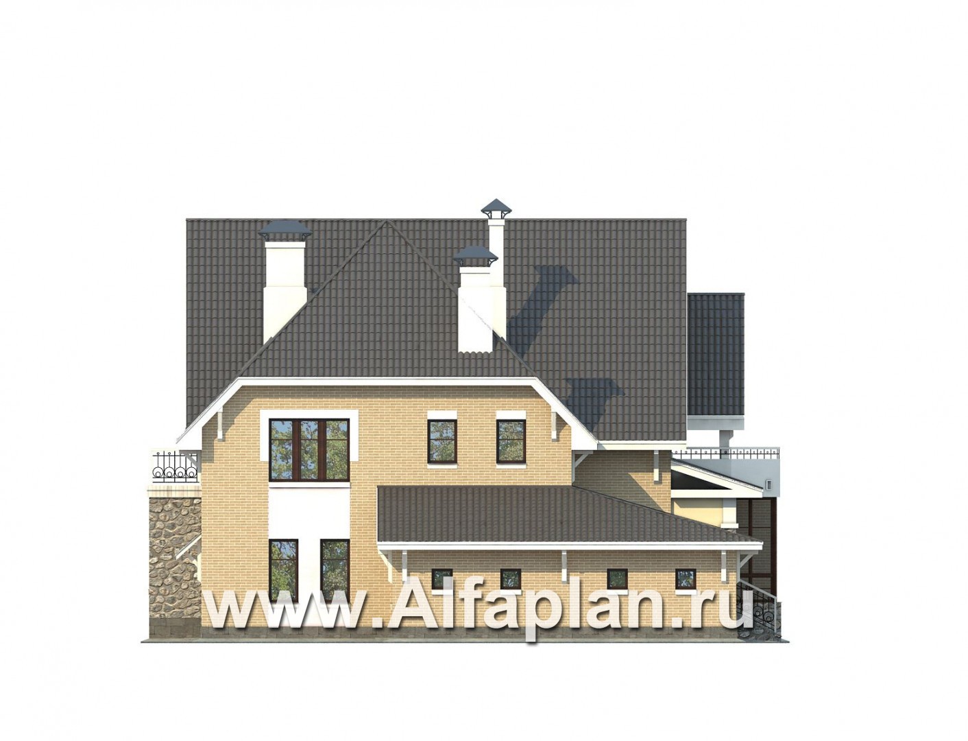 «Белый ветер» - проект двухэтажного дома с мансардой, с эркером, гараж на 2 авто, в стиле модерн - фасад дома
