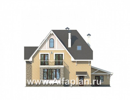 Проекты домов Альфаплан - «Белый ветер» - загородный коттедж с жилой мансардой - превью фасада №4