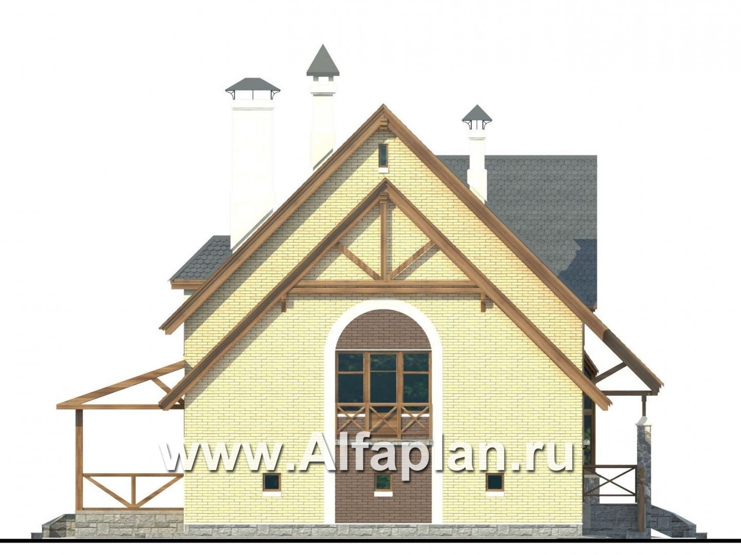 Проекты домов Альфаплан - «Особняк» - проект коттеджа в классической традиции - изображение фасада №3