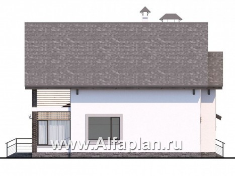 Проекты домов Альфаплан - «Арматор»- современный дом с террасой, лоджией и навесом для авто. - превью фасада №2