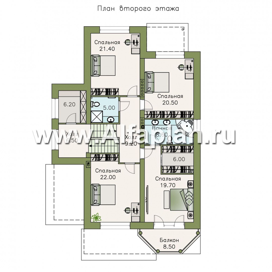 Проекты домов Альфаплан - Трехэтажный классический особняк для узкого участка - план проекта №3