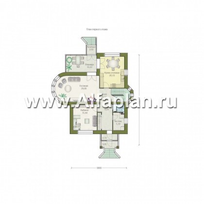 Проекты домов Альфаплан - «Солярис» - загородный дом с двусветной гостиной - превью плана проекта №1