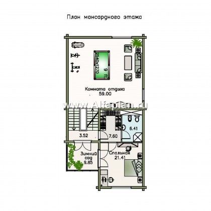Проекты домов Альфаплан - «Репино» - эксклюзивный коттедж из кирпича и дерева - превью плана проекта №4