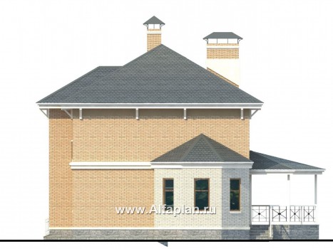 Проекты домов Альфаплан - «Гармония» - проект двухэтажного дома, с террасой. с навесом для авто - превью фасада №2