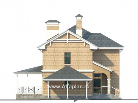 Проекты домов Альфаплан - «Гармония» - проект двухэтажного дома, с террасой. с навесом для авто - превью фасада №3