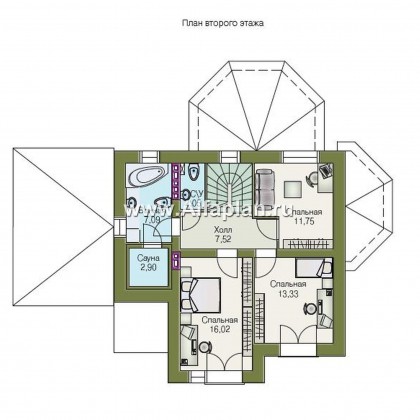 Проекты домов Альфаплан - «Гармония» - проект двухэтажного дома, с террасой. с навесом для авто - превью плана проекта №2