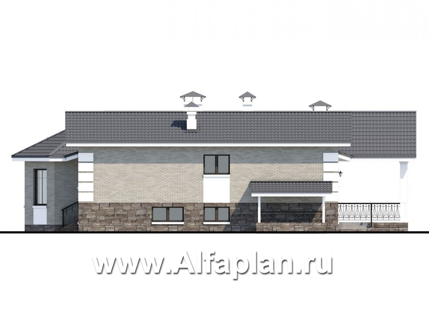«Тайный советник» - проект полутораэтажного дома, с эркером и с террасой - фасад дома