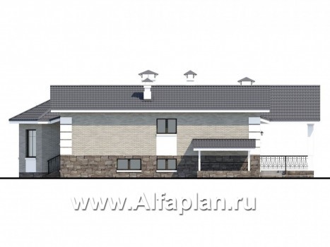 «Тайный советник» - проект полутораэтажного дома, с эркером и с террасой - превью фасада дома