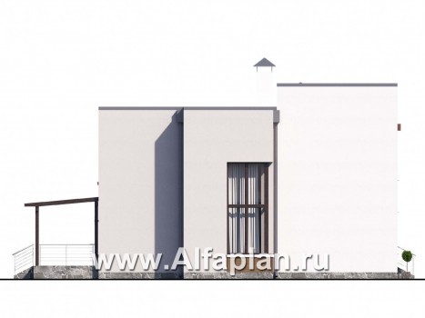 Проекты домов Альфаплан - «Эвр» - современный коттедж с плоской кровлей - превью фасада №3