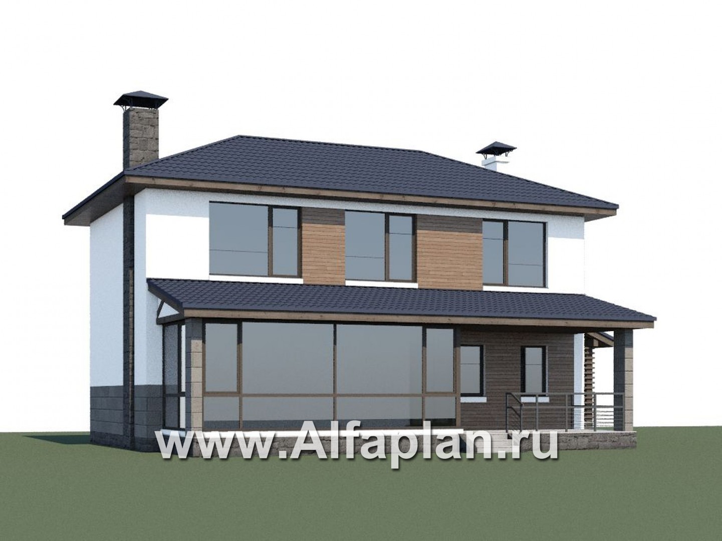 Проекты домов Альфаплан - «Мотивация успеха» - дом, обращенный  окнами в сад - дополнительное изображение №1