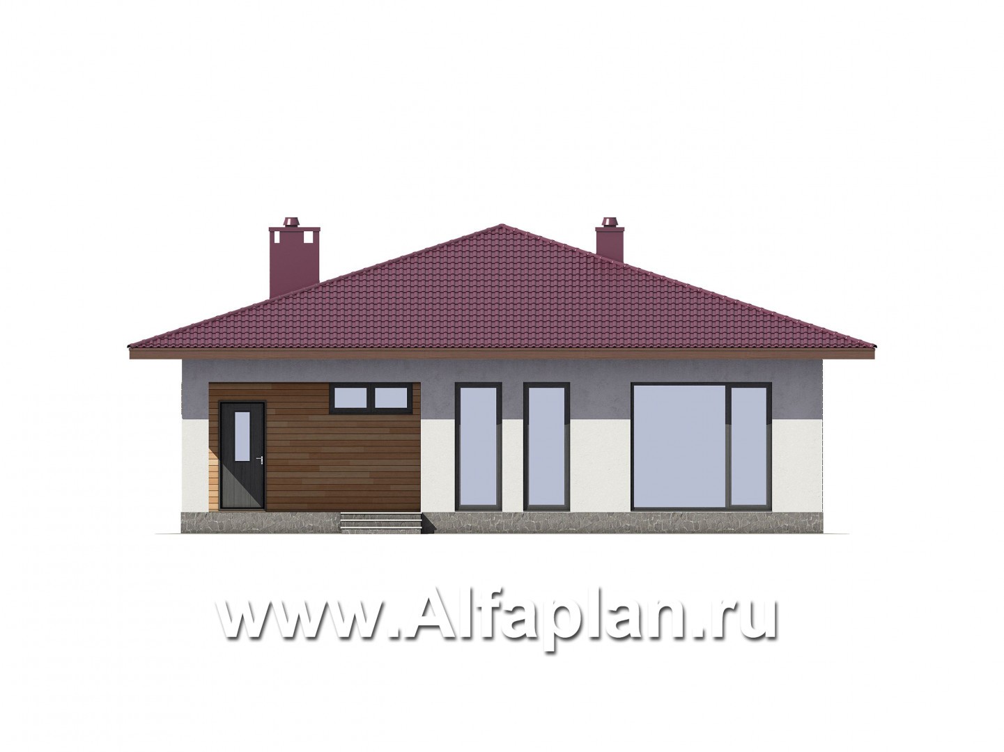 Проекты домов Альфаплан - Проект современного одноэтажного дома - изображение фасада №3