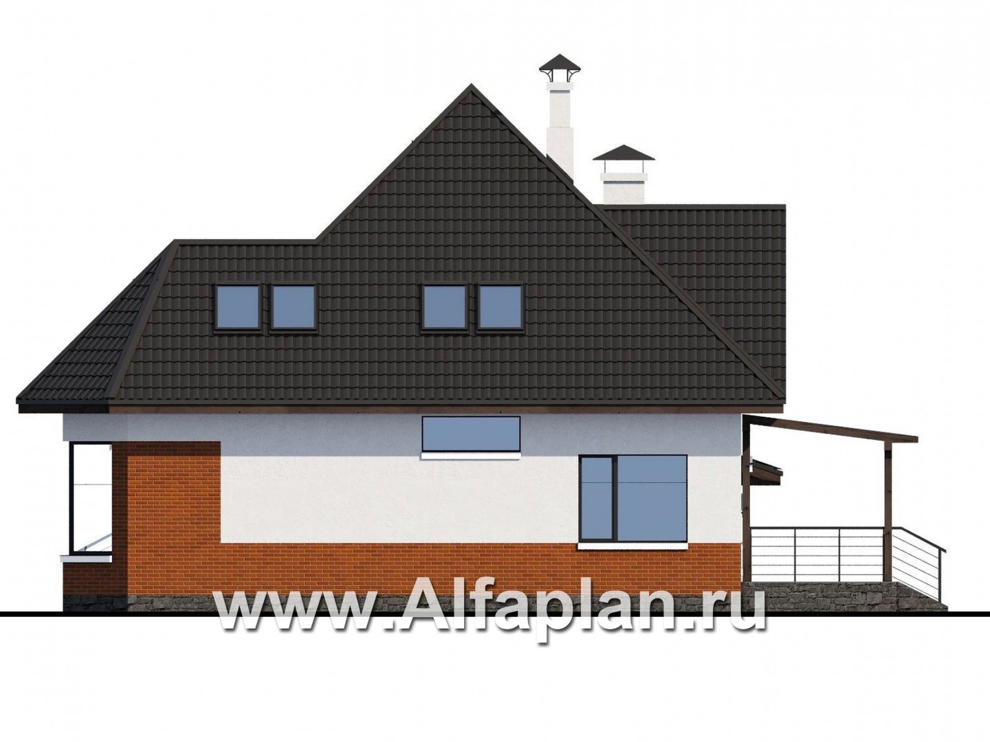 Проекты домов Альфаплан - «Капелла» - современный мансардный дом - изображение фасада №2