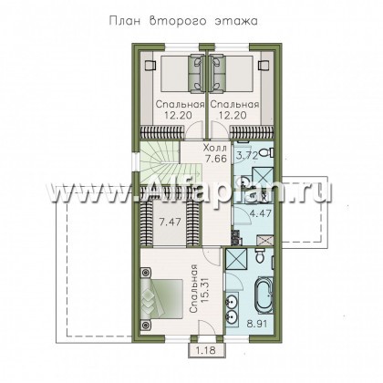 Проекты домов Альфаплан - «Омега» - рациональный коттедж с удобной планировкой - превью плана проекта №2