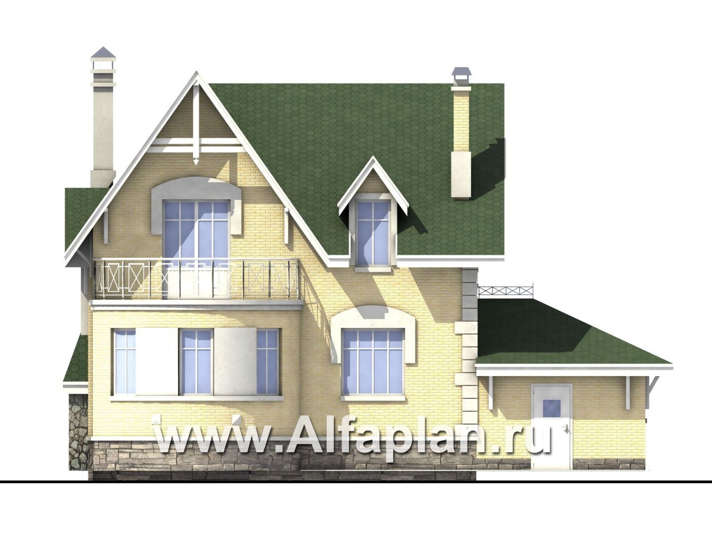 Проекты домов Альфаплан - «Ретростилиса» - рациональный дом с гаражом - изображение фасада №4