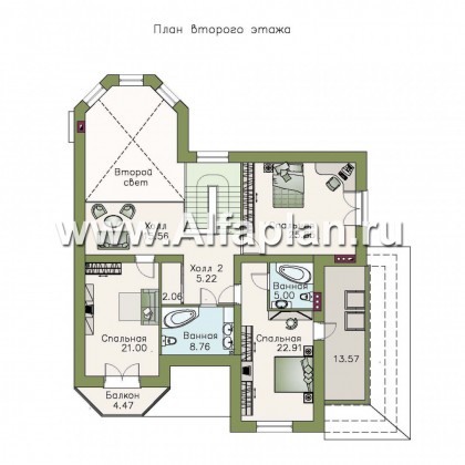 Проекты домов Альфаплан - «Гавань» - комфортабельный дом для большой семьи - превью плана проекта №2