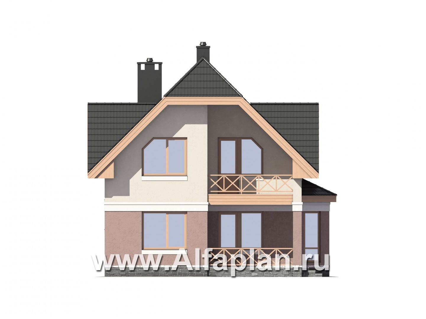 Проекты домов Альфаплан - Экономичный дом из газобетона - изображение фасада №3