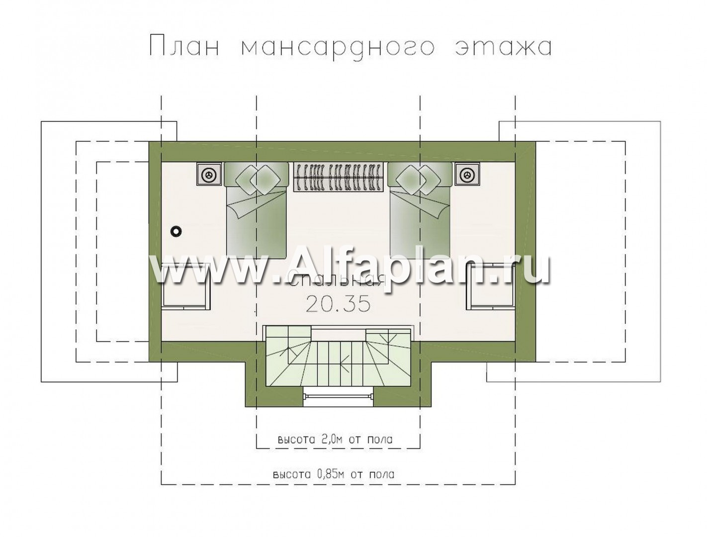Проекты домов Альфаплан - Дом для отдыха (баня) с жилой мансардой - план проекта №2
