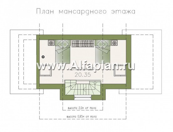 Проекты домов Альфаплан - Дом для отдыха (баня) с жилой мансардой - превью плана проекта №2