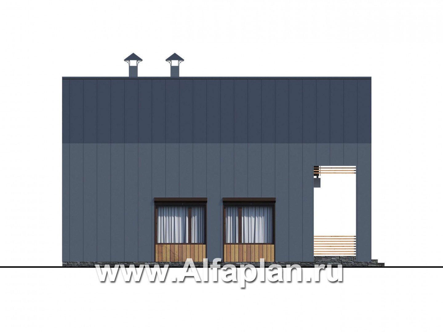 Проекты домов Альфаплан - «Сигма» - проект двухэтажного каркасного дома в стиле барн, с террасой - изображение фасада №3