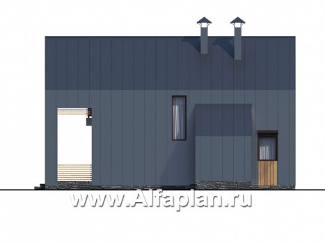 Проекты домов Альфаплан - «Сигма» - проект двухэтажного каркасного дома в стиле барн, с террасой - превью фасада №2