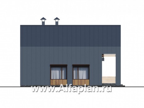 Проекты домов Альфаплан - «Сигма» - проект двухэтажного каркасного дома в стиле барн, с террасой - превью фасада №3