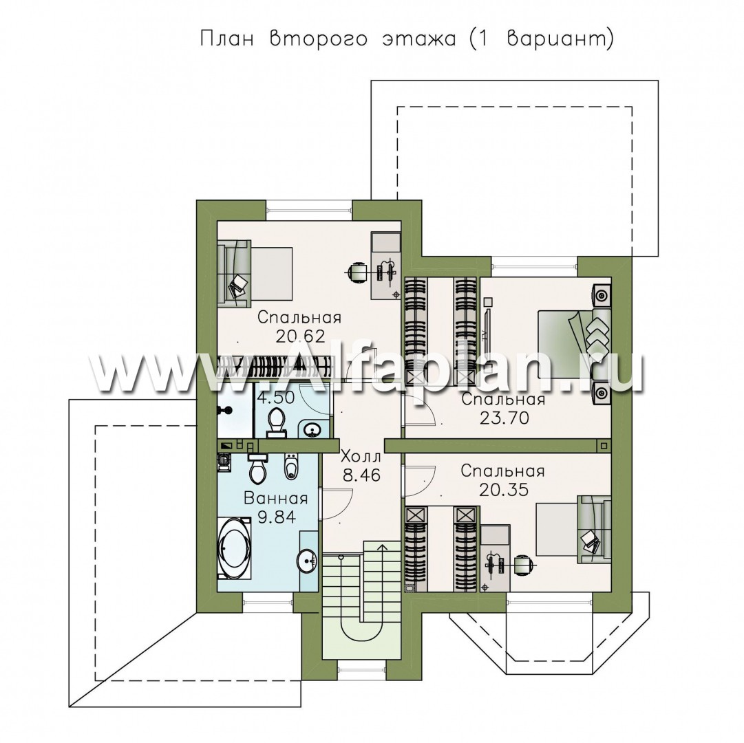 Проекты домов Альфаплан - «Амадей» - изысканный коттедж с  комфортной планировкой - изображение плана проекта №2