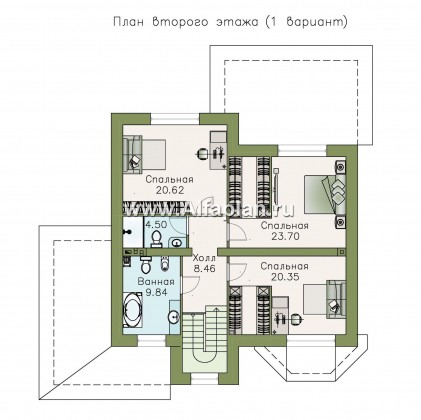 Проекты домов Альфаплан - «Амадей» - изысканный коттедж с  комфортной планировкой - превью плана проекта №2