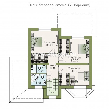 Проекты домов Альфаплан - «Амадей» - изысканный коттедж с  комфортной планировкой - превью плана проекта №3