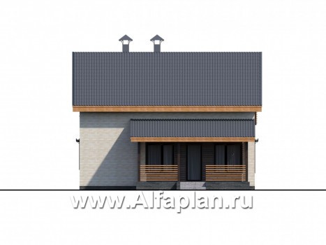 Проекты домов Альфаплан - «Сигма» - небольшой дом с сауной на первом этаже - превью фасада №3