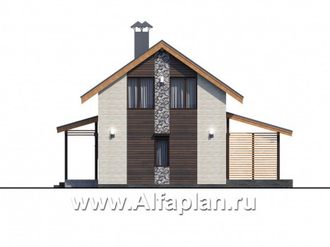 Проекты домов Альфаплан - «Сигма» - небольшой дом с сауной на первом этаже - превью фасада №4